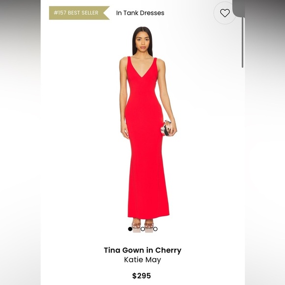 New! Katie May x Revolve Tina Red Low Back Gown in Cherry 🍒 Small NWT! - Picture 5 of 12